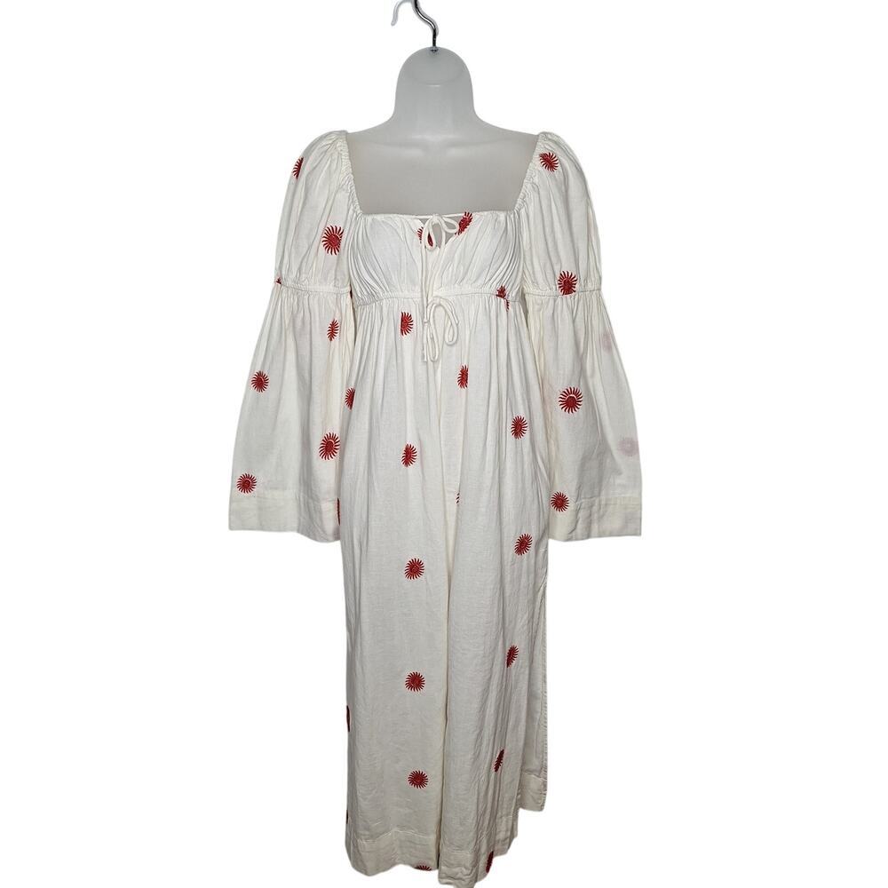 Free People Emory Embroidered Midi Dress XS Prairie Medieval Cottage Boho - Picture 3 of 14